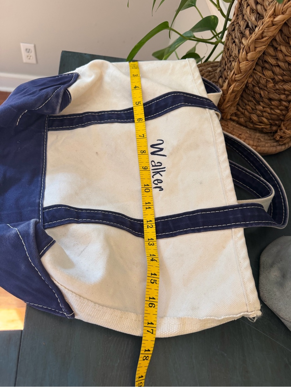 L.L.Bean boat and tote canvas blue and off white. - Picture 7 of 8